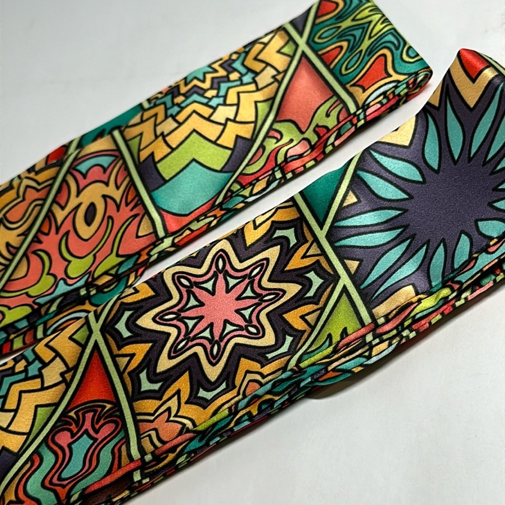 Two Vintage Mandala Pattern Thin Scarves - #1085